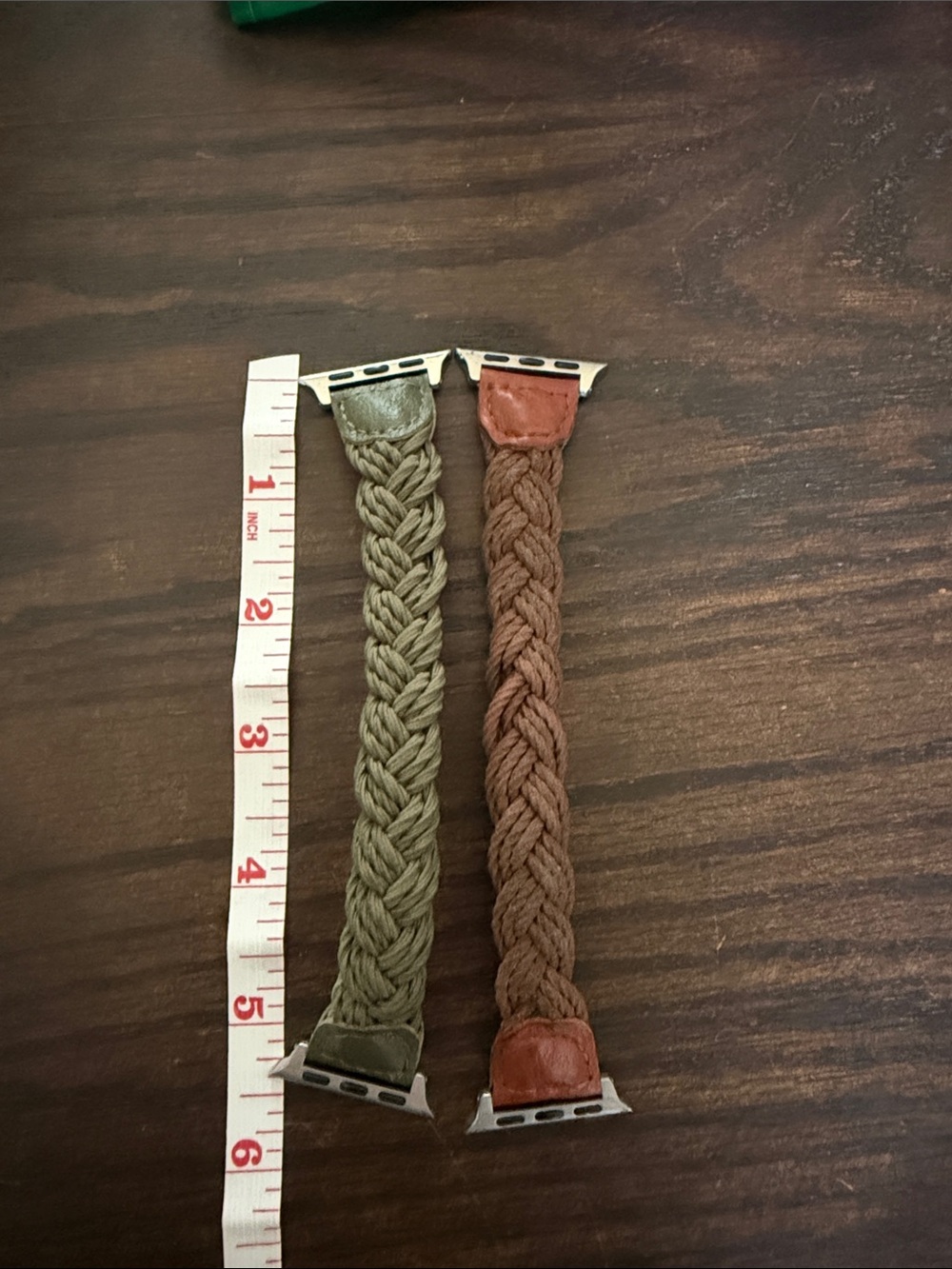Women’s Braided Nylon Apple Watch Band Adapter Strap - Olive Green and Brown